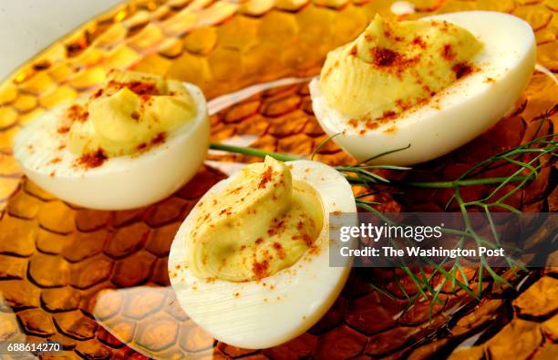 Deviled Eggs on a dish in Washington, DC on May 25, 2010. StaffPhoto imported to Merlin on Wed May 26 18:48:02 2010