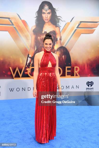 Actress Gal Gadot arrives at the premiere of Warner Bros. Pictures' "Wonder Woman" at the Pantages Theatre on May 25, 2017 in Hollywood, California.