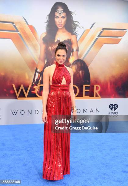 Actress Gal Gadot arrives at the premiere of Warner Bros. Pictures' "Wonder Woman" at the Pantages Theatre on May 25, 2017 in Hollywood, California.