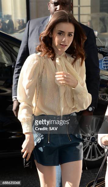 Lily Collins sighting at BBC Radio 2 on May 26, 2017 in London, England.