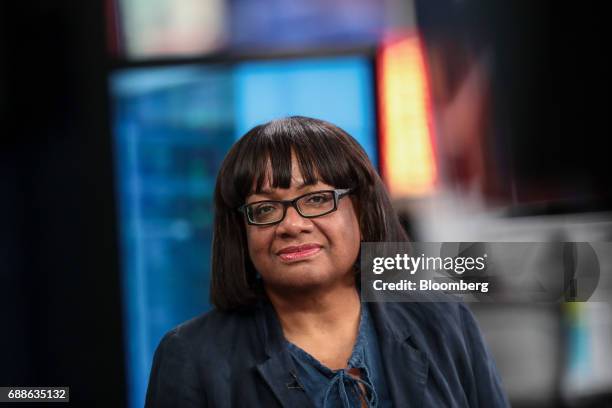 Diane Abbott, U.K. Opposition Labour Party home affairs spokesperson, pauses during a Bloomberg Television Interview in London, U.K., on Friday, May...