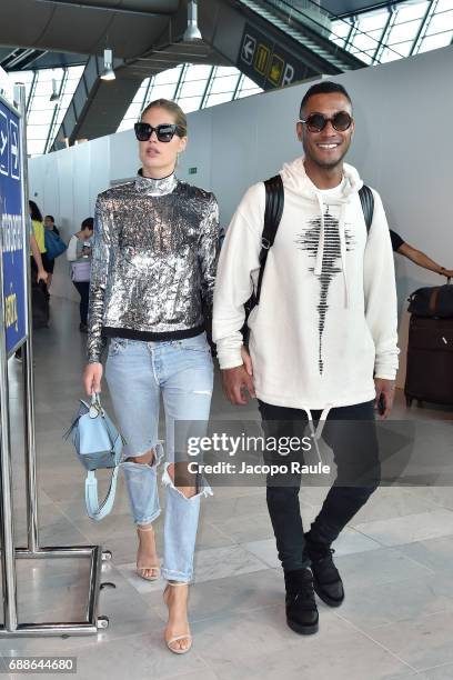 Doutzen Kroes and Sunnery James arrive at Nice airport during the 70th annual Cannes Film Festival at on May 26, 2017 in Cannes, France.