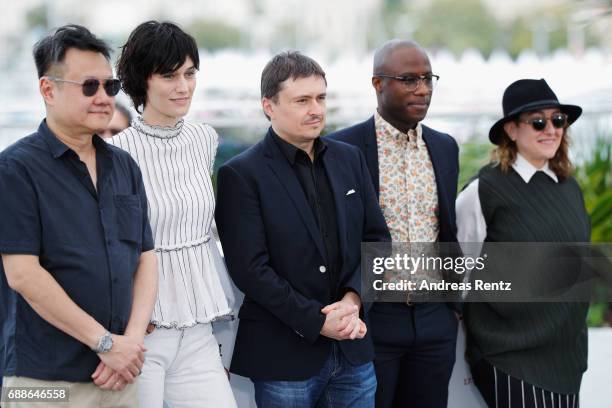 The Cinefondation and Short Films Jury members Eric Khoo, Clotilde Hesme, Cristian Mungiu, Barry Jenkins and Athina Rachel Tsangari attend the Jury...