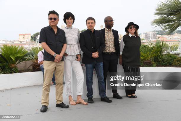 The Cinefondation and Short Films Jury members Eric Khoo, Clotilde Hesme, Cristian Mungiu, Barry Jenkins and Athina Rachel Tsangari attend the Jury...