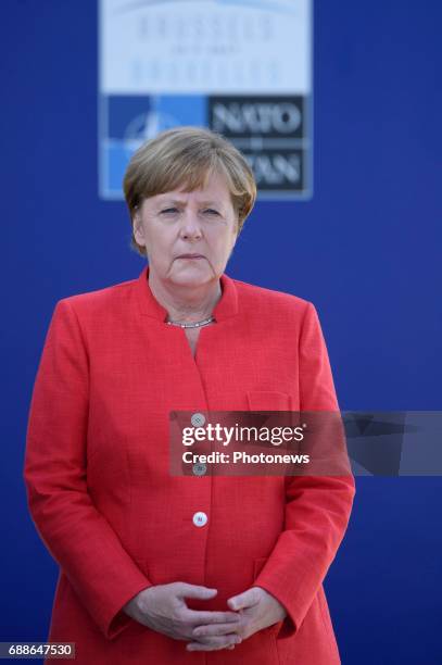 Angela Merkel during the North Atlantic Treaty Organisation summit in Brussels
