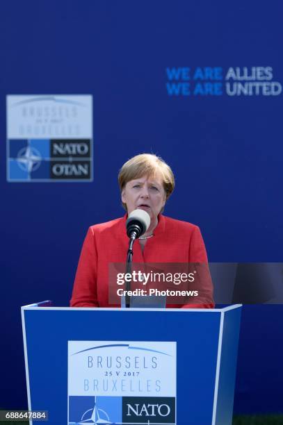 Angela Merkel during the North Atlantic Treaty Organisation summit in Brussels