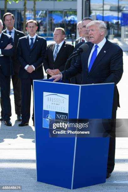 Donald Trump during the North Atlantic Treaty Organisation summit in Brussels