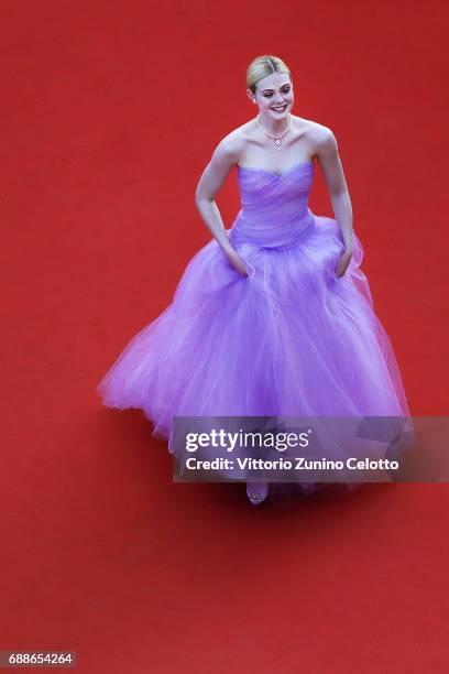 Elle Fanning attends the 'The Beguiled' screening during the 70th annual Cannes Film Festival at Palais des Festivals on May 24, 2017 in Cannes,...