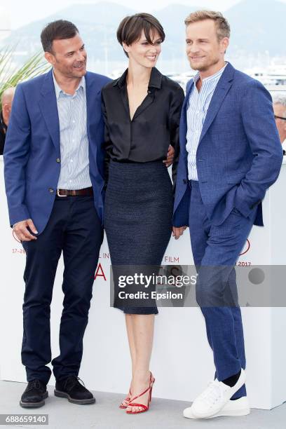 Director Francois Ozon, actess Marine Vacth and actros Jeremie Renier attend the "The Killing Of A Sacred Deer" photocall during the 70th annual...