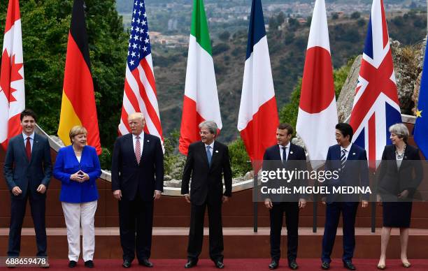 Canadian Prime Minister Justin Trudeau, German Chancellor Angela Merkel, US President Donald Trump, Italian Prime Minister Paolo Gentiloni, French...