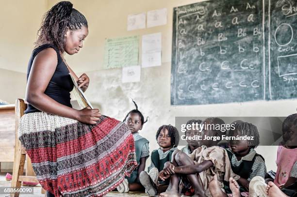 Teacher and kids in a classroom. Kafue National Park primary school.