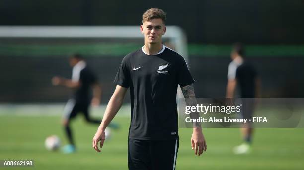 Myer Bevan of New Zealand looks on during a training session at the Deokam Football Centre during the FIFA U-20 World Cup on May 26, 2017 in Daejeon,...