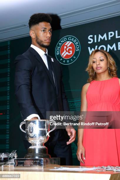 Ambassadors of Olympic Games of Paris 2024 and Olympic Champions of Boxe, Tony Yoka and Estelle Mossely make the draw during the 2017 Roland Garros...