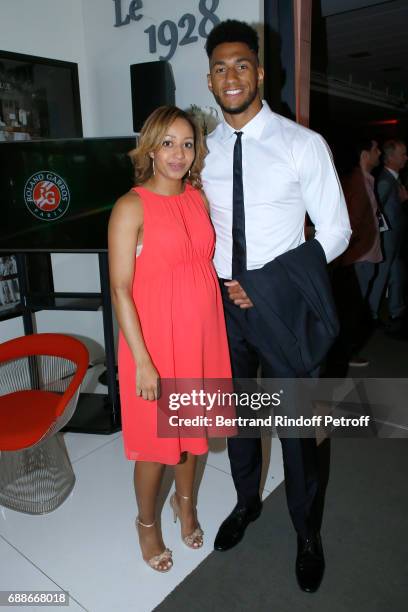 Ambassadors of Olympic Games of Paris 2024 and Olympic Champions of Boxe, Estelle Mossely and Tony Yoka attend the 2017 Roland Garros French Tennis...