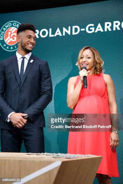 Ambassadors of Olympic Games of Paris 2024 and Olympic Champions of Boxe, Tony Yoka and Estelle Mossely present the 2017 Roland Garros French Tennis...