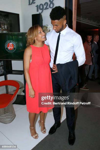 Ambassadors of Olympic Games of Paris 2024 and Olympic Champions of Boxe, Estelle Mossely and Tony Yoka attend the 2017 Roland Garros French Tennis...