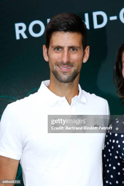 Winner of Roland Garros 2016 , Novak Djokovic attends the 2017 Roland Garros French Tennis Open : Women's and Men's Singles Draw. Held at Club des...