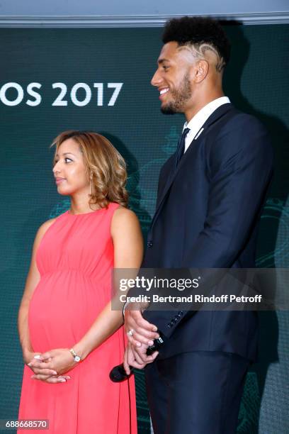 Ambassadors of Olympic Games of Paris 2024 and Olympic Champions of Boxe, Estelle Mossely and Tony Yoka attend the 2017 Roland Garros French Tennis...