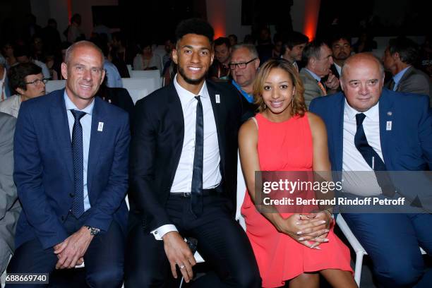 Director of Roland Garros tournament, Guy Forget, Ambassadors of Olympic Games of Paris 2024 and Olympic Champions of Boxe, Tony Yoka and Estelle...