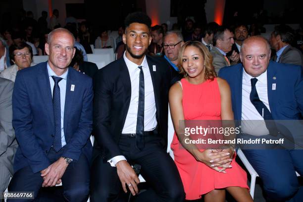 Director of Roland Garros tournament, Guy Forget, Ambassadors of Olympic Games of Paris 2024 and Olympic Champions of Boxe, Tony Yoka and Estelle...