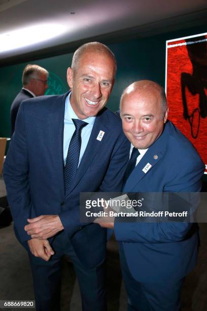 Director of Roland Garros tournament, Guy Forget and President of French Tennis Federation Bernard Giudicelli the 2017 Roland Garros French Tennis...