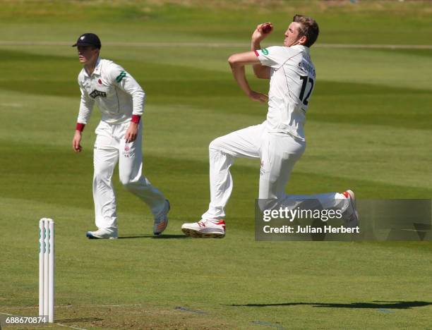 Craig Overton of Somerset bowls during Day One of The Specsavers County Championship Division One match between Somerset and Hampshire at The Cooper...