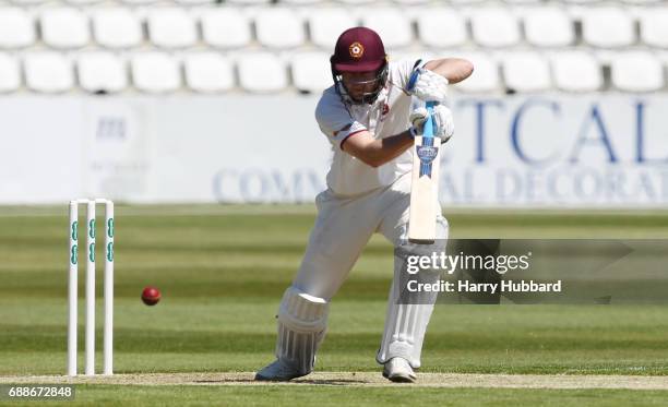 Alex Wakely of Northamptonshire bats during the Specsavers County Championship division two match between Northamptonshire and Worcestershire at The...