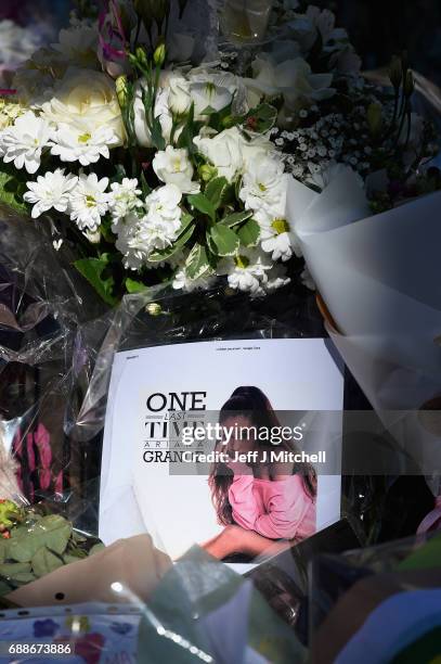 Tributes left for the people who died in Monday's terror attack at the Manchester Arena are seen on May 26, 2017 in Manchester, England. An explosion...