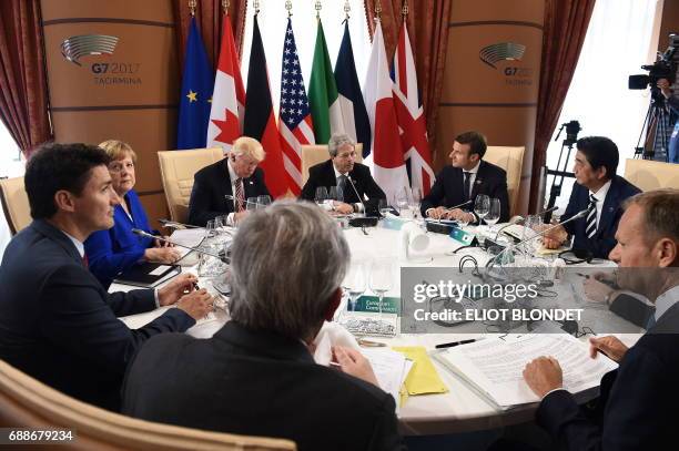 Italian Prime Minister Paolo Gentiloni, French President Emmanuel Macron, Japanese Prime Minister Shinzo Abe, the President of the European Council...