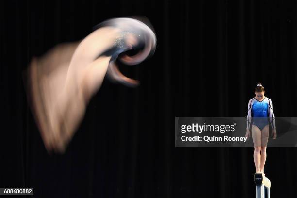 Athletes warm up during the Australian Gymnastics Championships at Hisense Arena on May 26, 2017 in Melbourne, Australia.