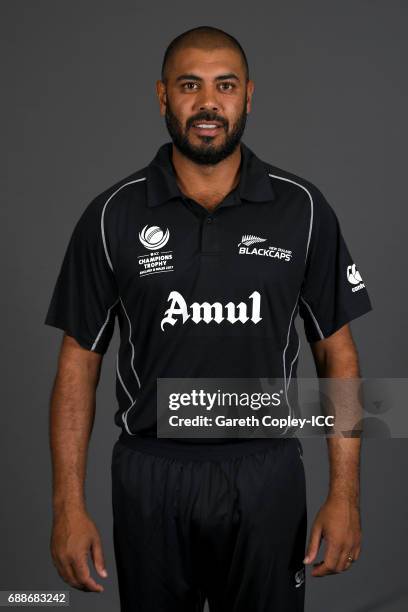 Jeetan Patel of New Zealand poses for a portrait at the team hotel on May 25, 2017 in London, England.