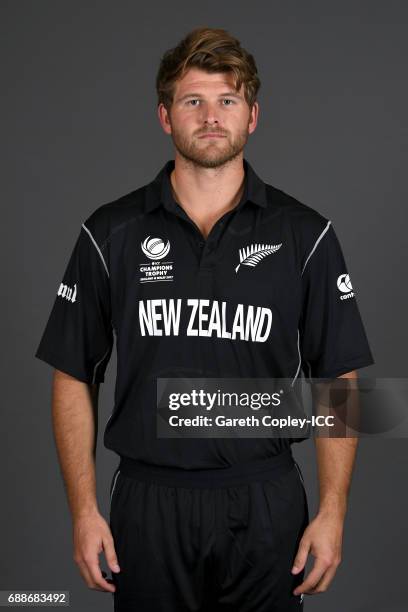 Corey Anderson of New Zealand poses for a portrait at the team hotel on May 25, 2017 in London, England.