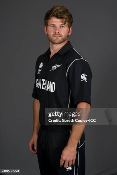 Corey Anderson of New Zealand poses for a portrait at the team hotel on May 25, 2017 in London, England.