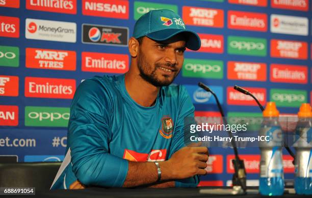 Mashrafe Mortaza, Captain of Bangladesh looks on during a ICC Champions Trophy - Bangladesh Press Conference at Edgbaston on May 26, 2017 in...
