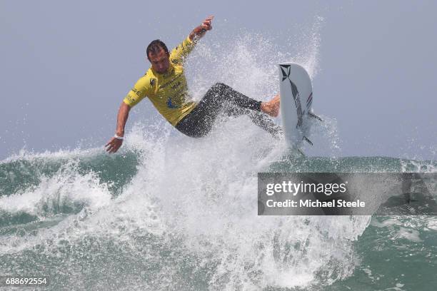 Joan Duru of France competes in the Men's Qualifying Round 2 during day seven of the ISA World Surfing Games 2017 at Grande Plage on May 26, 2017 in...
