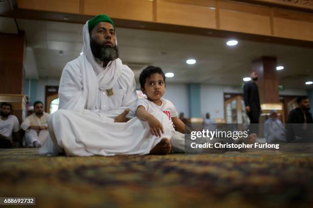 Muslims attend Friday prayers at Manchester Central Mosque where they prayed for the victims and injured in the Manchester Arena bombing, and also...