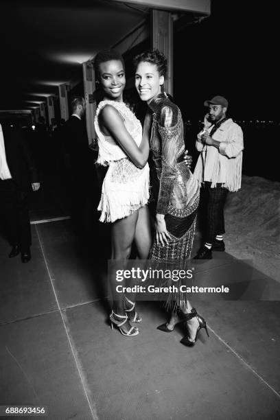 Maria Borges and Ciny Bruna attend L'Oreal Paris Cinema Club party during the 70th Cannes Film Festival at Martinez Hotel on May 24, 2017 in Cannes,...