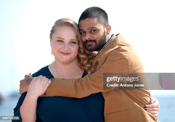 Danielle Macdonald and Siddharth Dhananjay attend the "Patti Cake$" Photocall during the 70th annual Cannes Film Festival at Palais des Festivals on...