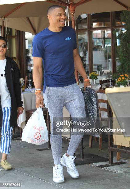 Russell Westbrook is seen on May 25, 2017 in Los Angeles, CA.