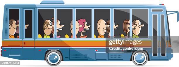 side view vintage bus - city bus stock illustrations