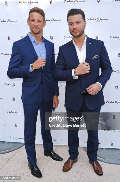 World Champion Jenson Button and Parham Ramezani pose at the launch of The Legacy Collection by Parham Ramezani on The Terrace, Amber Lounge at Le...