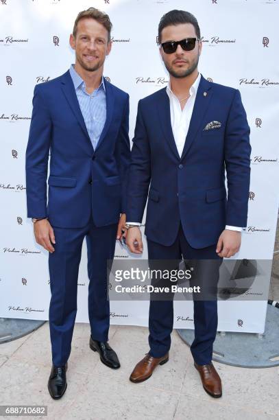 World Champion Jenson Button and Parham Ramezani pose at the launch of The Legacy Collection by Parham Ramezani on The Terrace, Amber Lounge at Le...