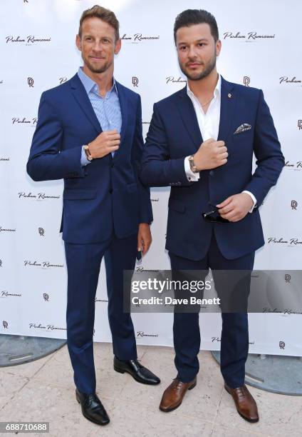 World Champion Jenson Button and Parham Ramezani pose at the launch of The Legacy Collection by Parham Ramezani on The Terrace, Amber Lounge at Le...