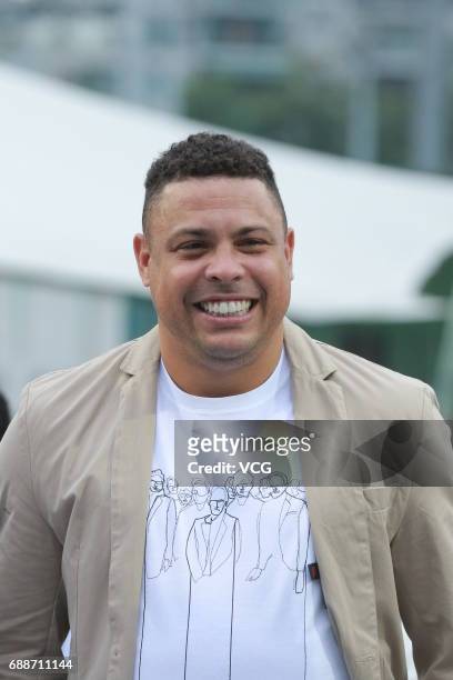 Brazilian retired footballer Ronaldo Luiz Nazario De Lima attends a charity event held by Real Madrid Foundation on May 26, 2017 in Hong Kong, Hong...