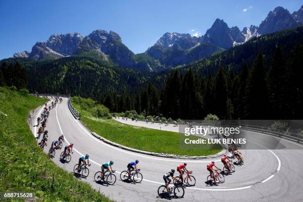 The pack rides during the 19th stage of 100th Giro d'Italia, Tour of Italy, from San Candido to Piancavallo of 191 km on May 26, 2017 in Piancavallo....