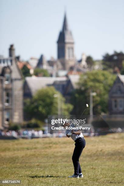 Former United States President Barack Obama plays a round of golf at the Old Course on May 26, 2017 in St Andrews, Scotland.