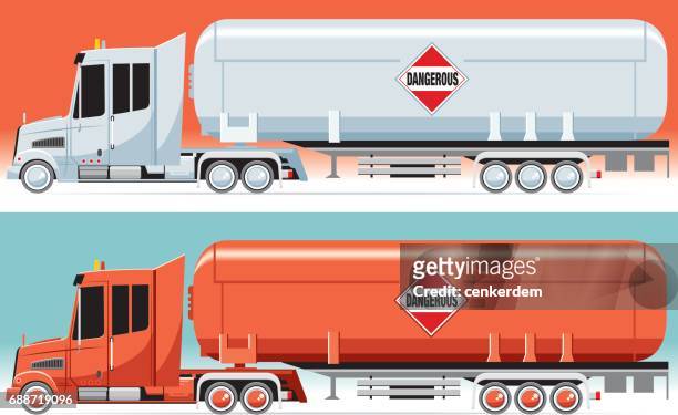 ilustrações, clipart, desenhos animados e ícones de caminhão-tanque vista lateral - diesel tipo de combustível