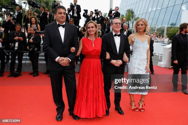 Dror Moreh, Sandrine Bonnaire, Lorenzo Codelli and Lucy Walker attend the "Amant Double " screening during the 70th annual Cannes Film Festival at...