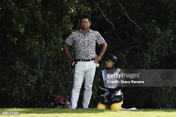 Yuta Ikeda of Japan plays his second shot on the 15th hole during Round Two of the DEAN & DELUCA Invitational at Colonial Country Club on May 26,...