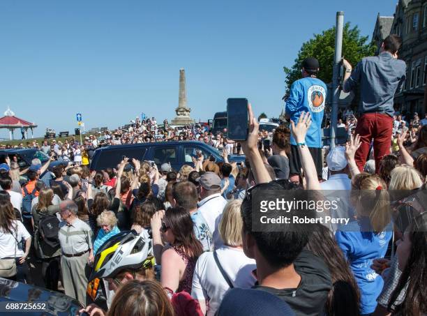 Crowds surround former United States President Barack Obama after he played a round of golf at the Old Course on May 26, 2017 in St Andrews, Scotland.